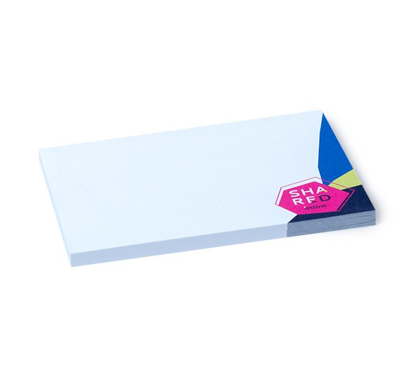 Bloc de post-it personnalisés F2B avec logo imprimé en quadrichromie sur chaque feuille