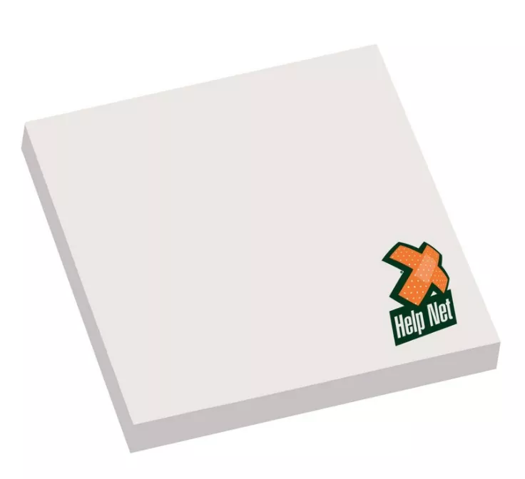 Post-it personnalisé pas cher : bloc blanc standard avec logo entreprise imprimé en quadrichromie