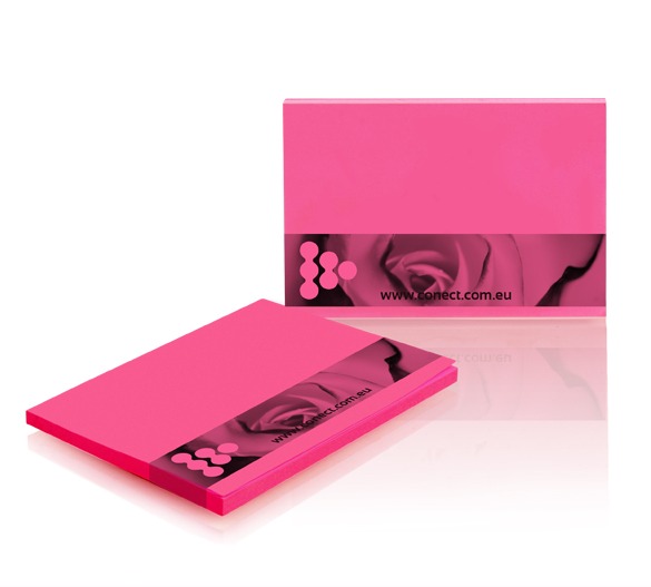Post-it fluo rose personnalisés F2B — couleur de papier haute visibilité pour salons et événements