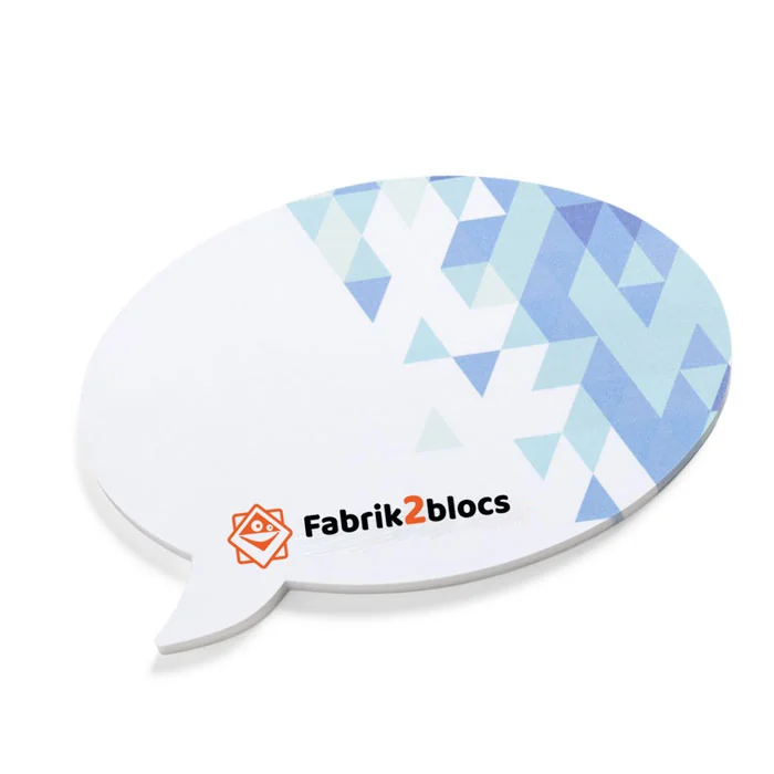 Post-it personnalisé découpé en forme de bulle